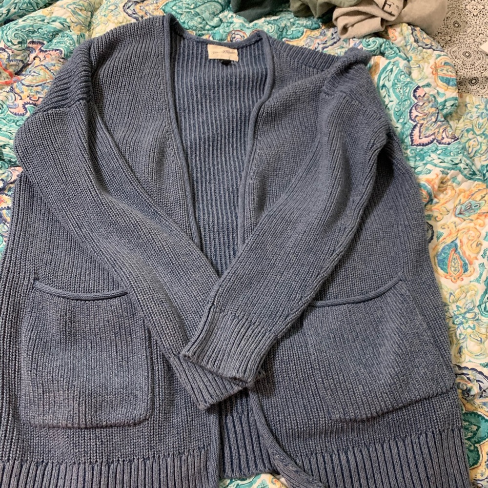Blue knitted cardigan